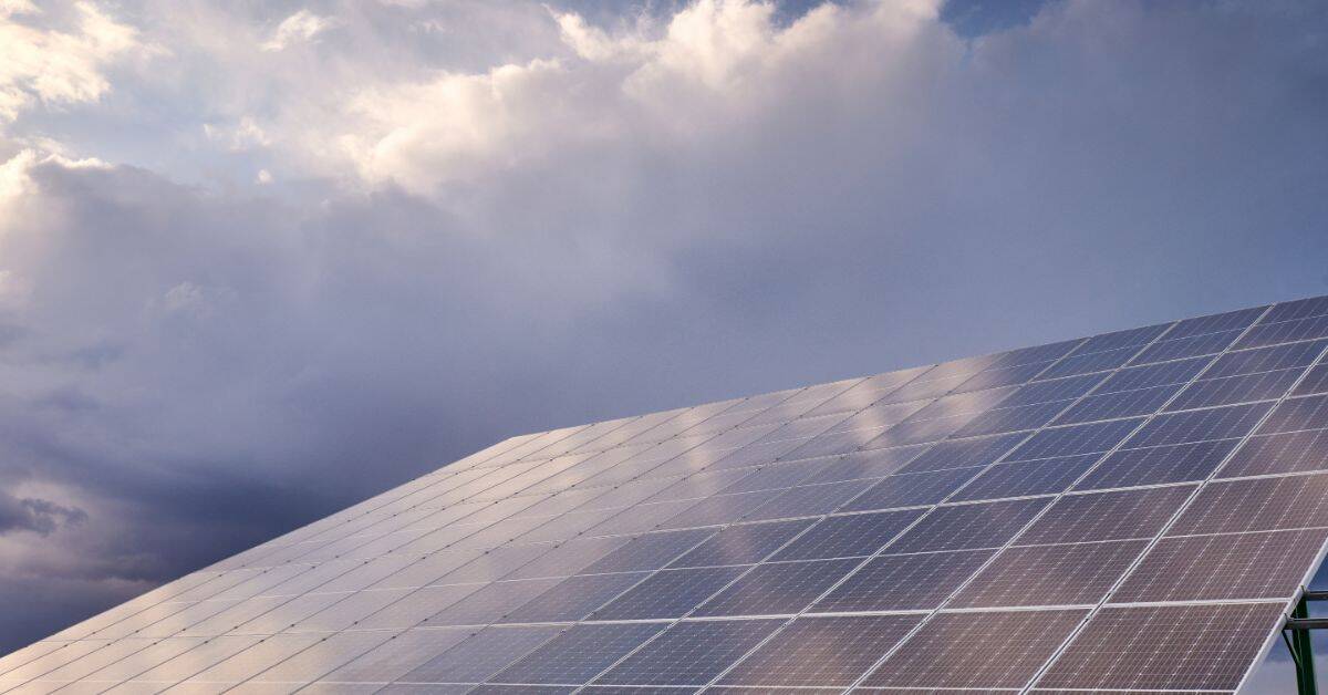 Green Building - Solar Panels with Cloudy Weather