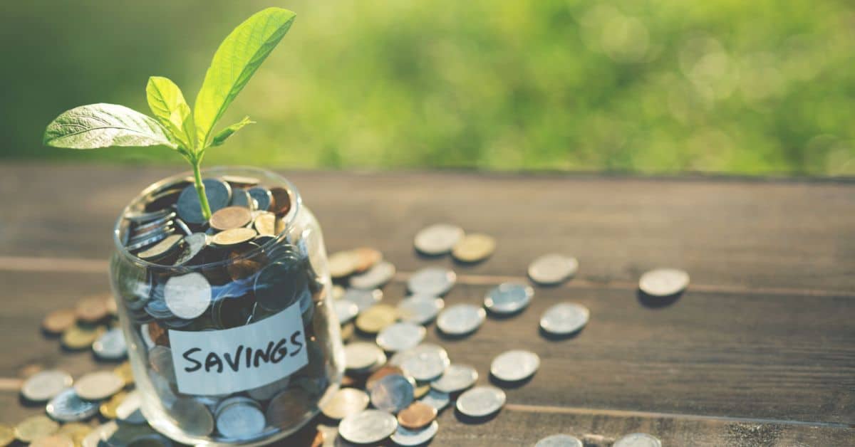 Savings Jar with a Plant growing out of it