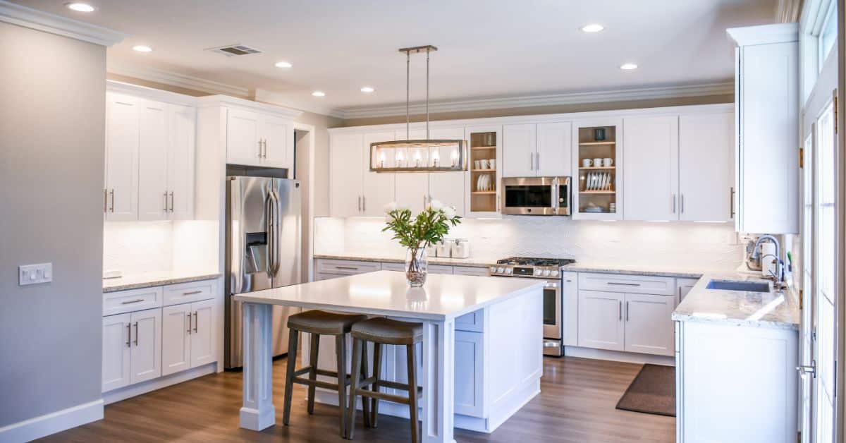 modernised kitchen with lighting