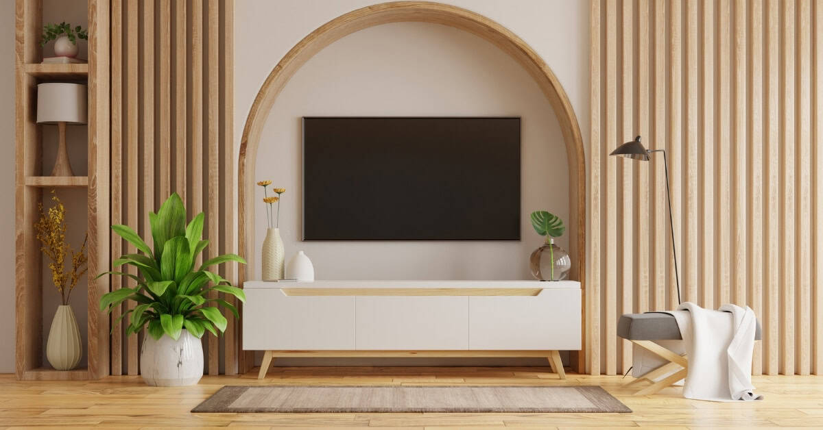 Stylish wall cladding with wooden accents in a contemporary South African interior.