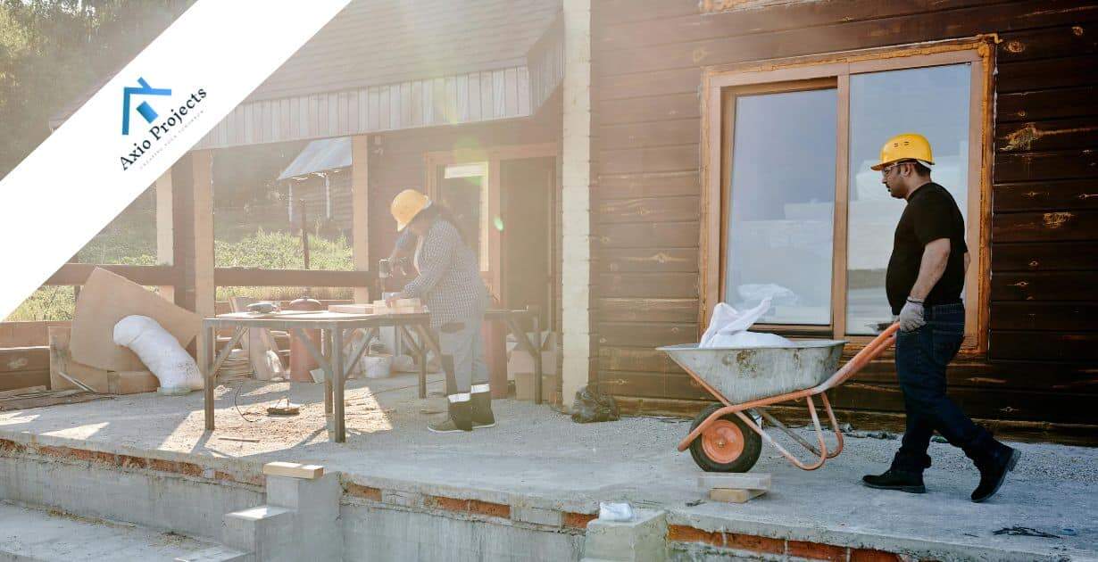 Construction workers building a house in Cape Town for new home development.