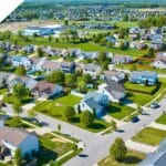 Aerial view of a residential community showcasing well-planned property development.
