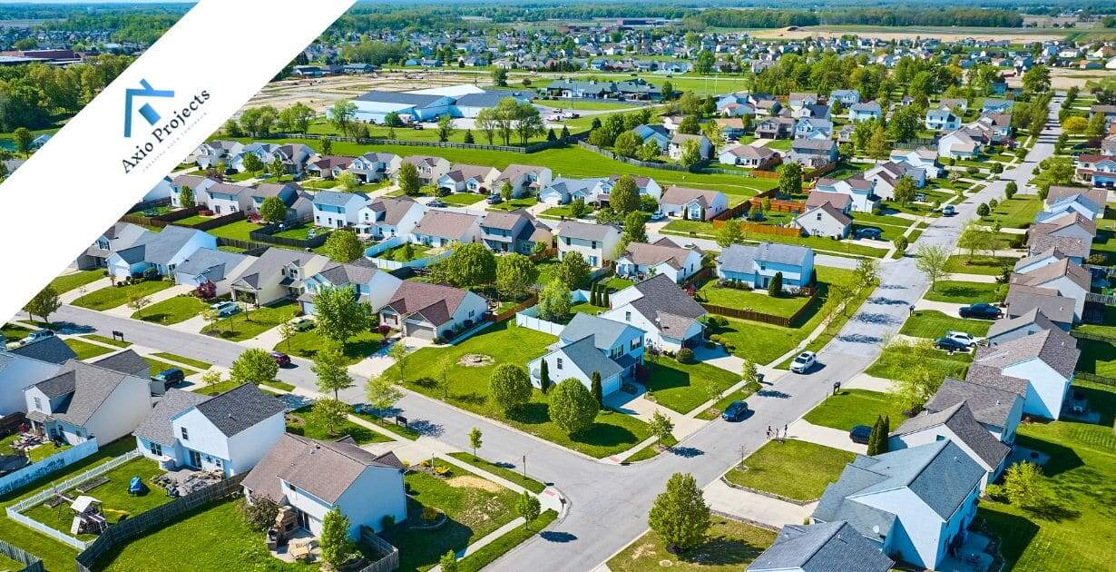 Aerial view of a residential community showcasing well-planned property development.