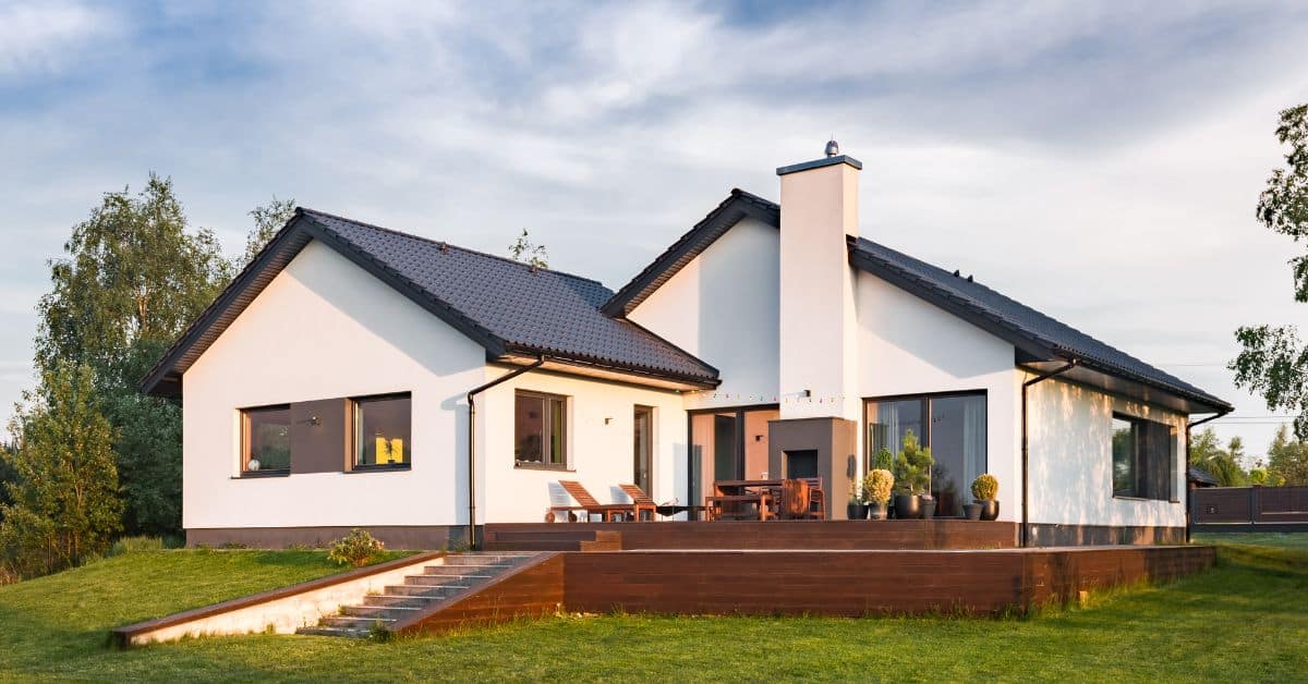 Contemporary modern house with outdoor deck and garden in South Africa.