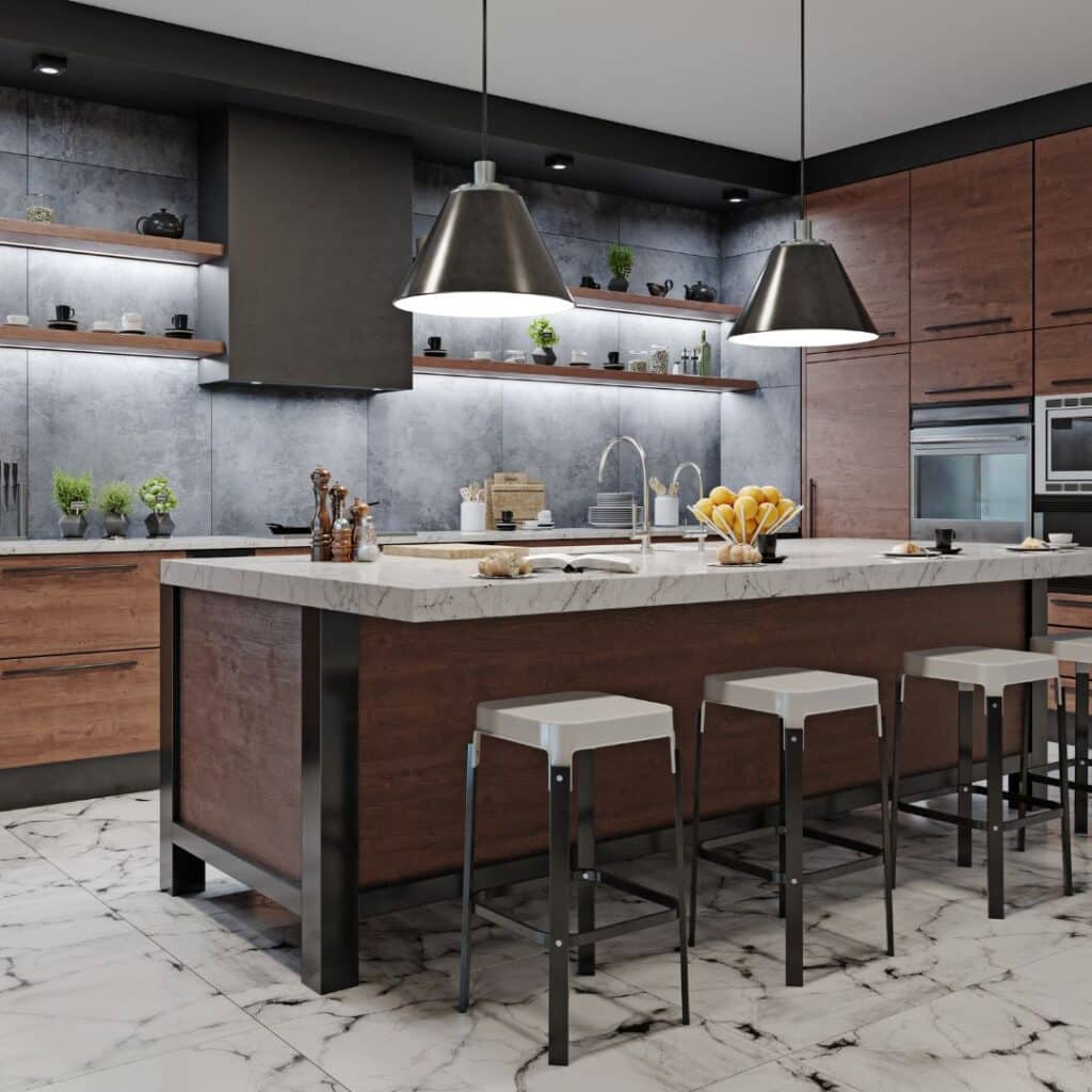 Kitchen Renovations Cape Town - Under lighting cabinets with an opened planned look